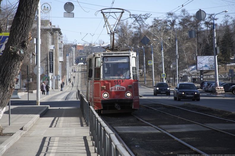 Трамвай № 151 на улице Декабрьских Событий