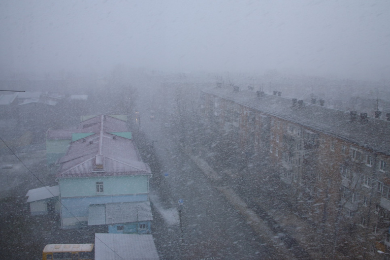 Метель в середине апреля в Иркутске