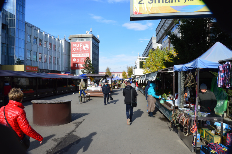 Рынок с ошейниками и продукцией дачников